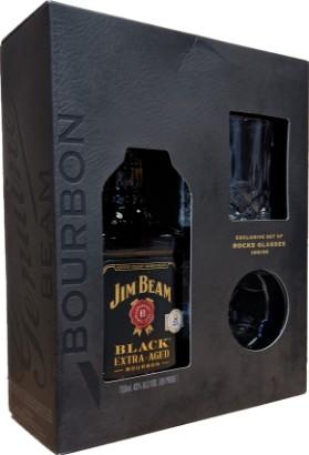 Jim Beam - Black Bourbon Whiskey Gift Set with Two Glasses (750ml) (750ml)