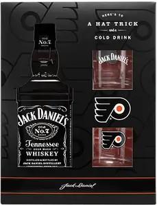 Jack Daniels - Old No. 7 Tennessee Sour Mash Whiskey Gift Set with Two Philadelphia Flyers Glasses (750ml) (750ml)